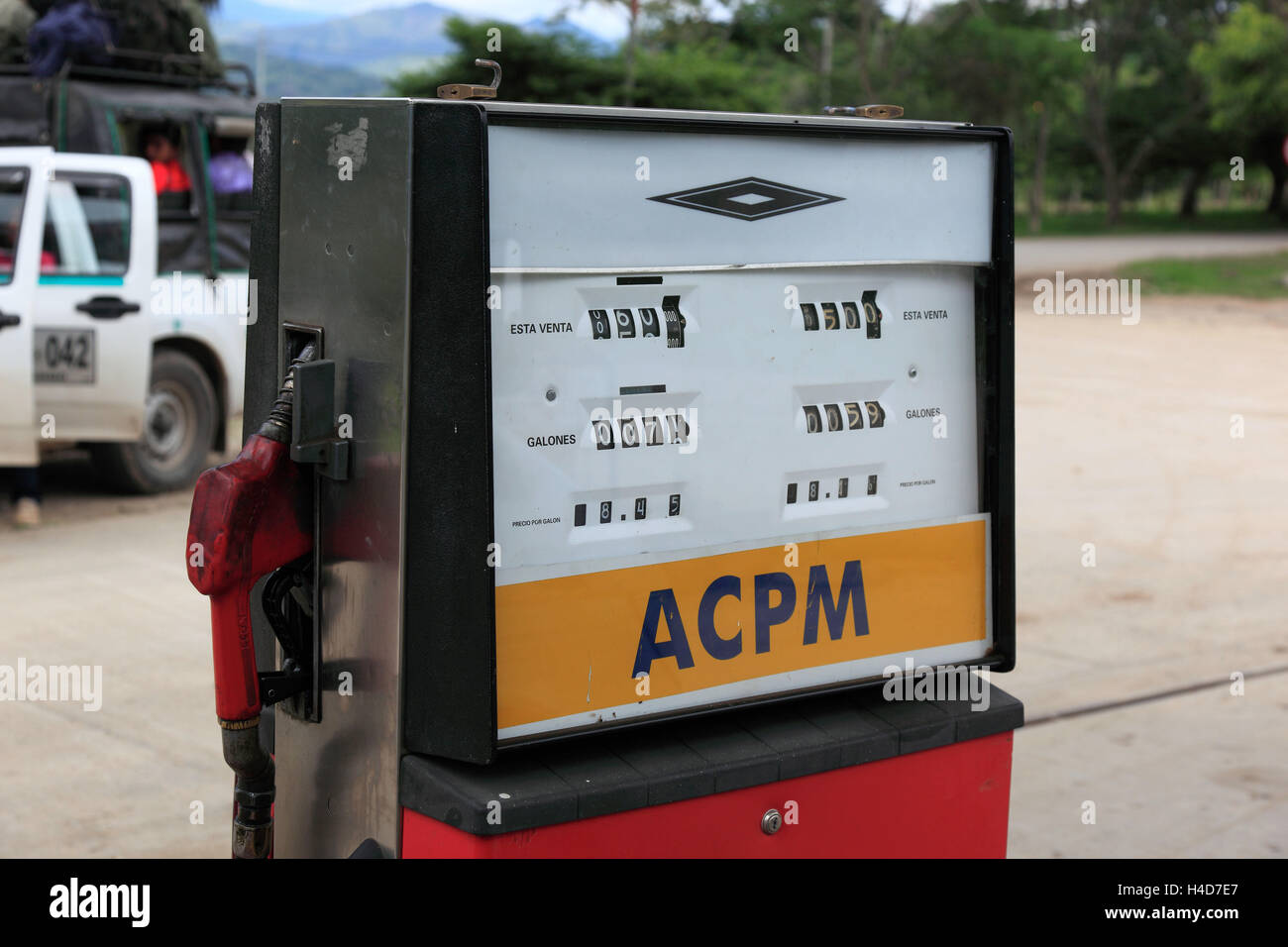 Republic Colombia, department Huila, filling station, petrol pump Stock Photo