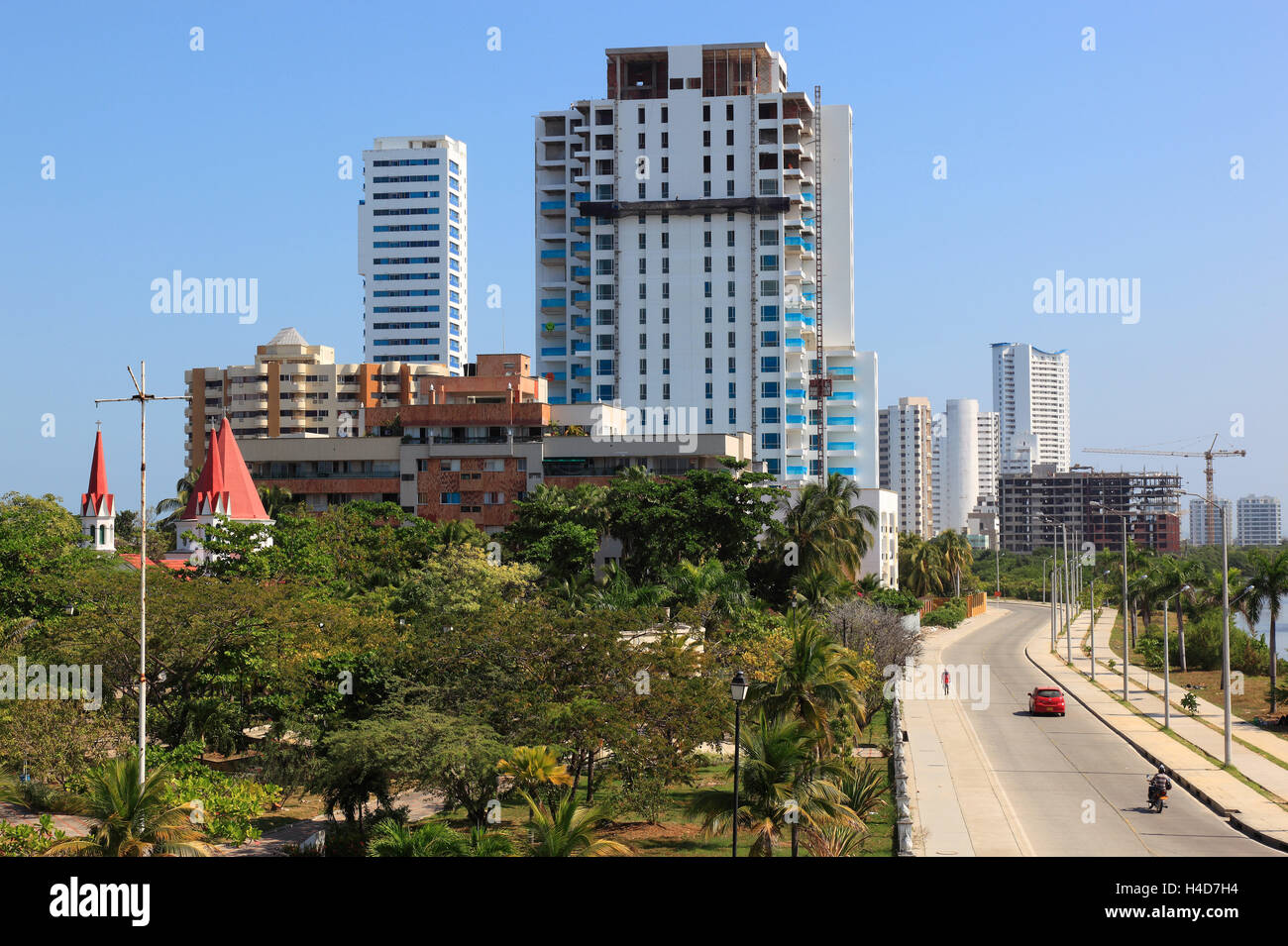 Republic Colombia, Departamento Bolivar, city Cartagena de Indias, high rises, Stock Photo