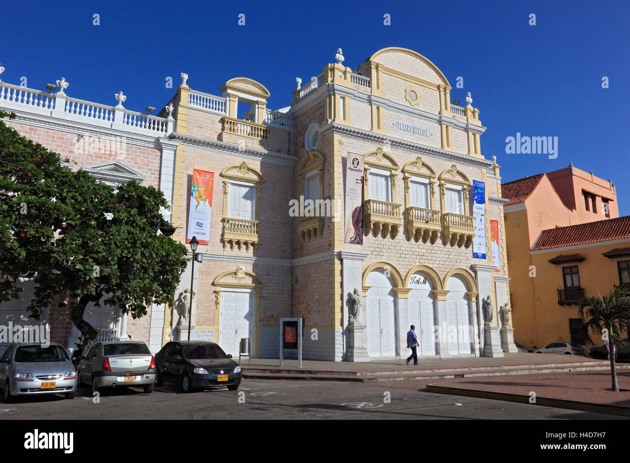 Republic Colombia, Departamento Bolivar, city Cartagena de Indias, Old Town, Pedro Heredia theatre, Stock Photo