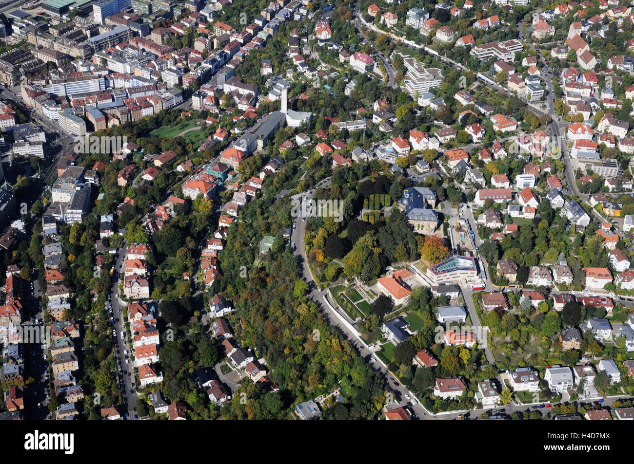 Aerial picture, Stuttgart, Richard Wagner's street, state ministry, villa Reitzenstein, in the clamp king, Stafflenbergstrasse, Gänsheidestrasse Stock Photo