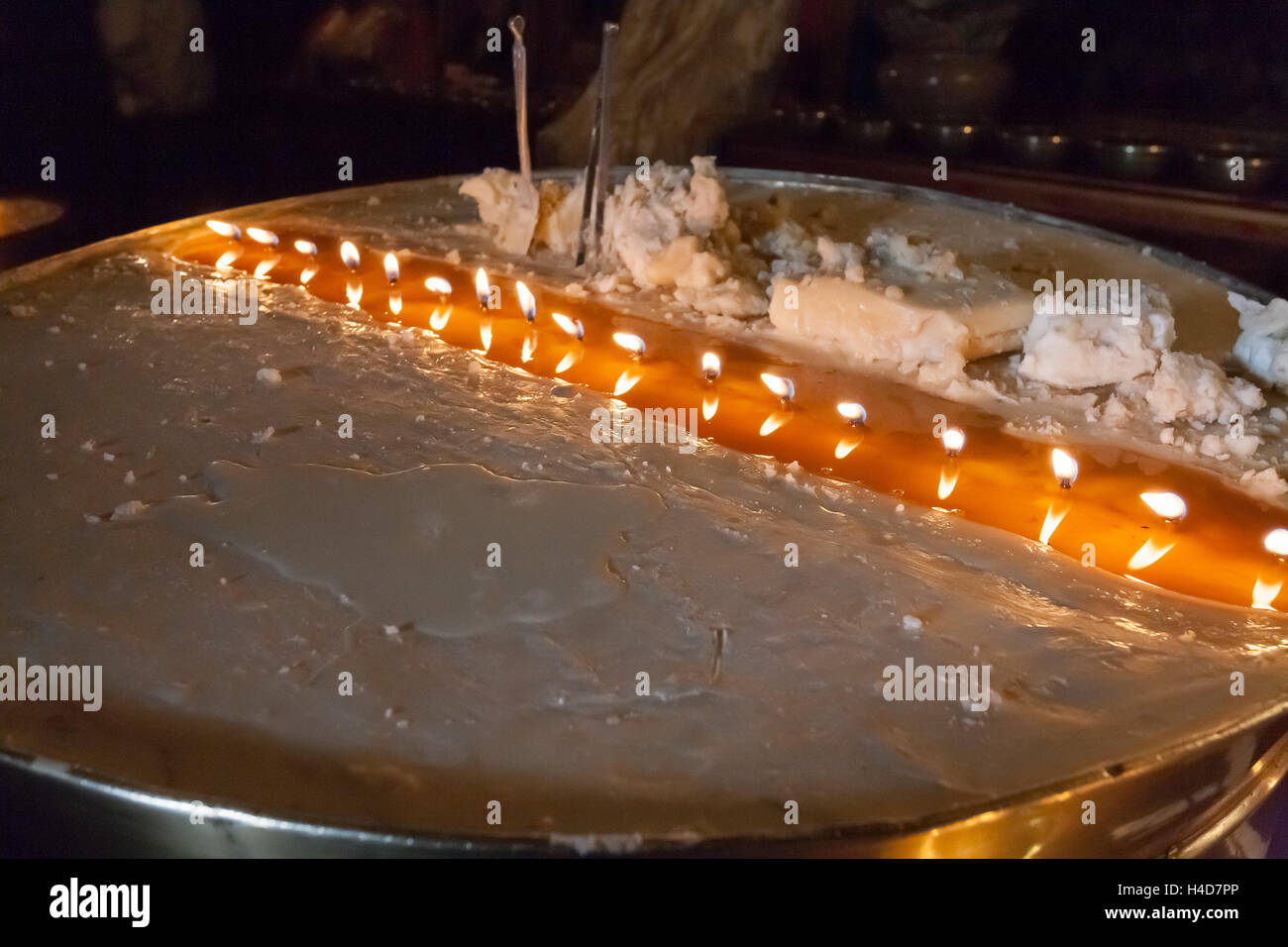 Yak butter candle burn in Shalu Monastery Stock Photo Alamy