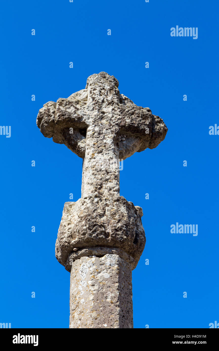 Old stone cross, Santanyi, southeast the island Majorca, the Balearic Islands, Spain, Europe Stock Photo