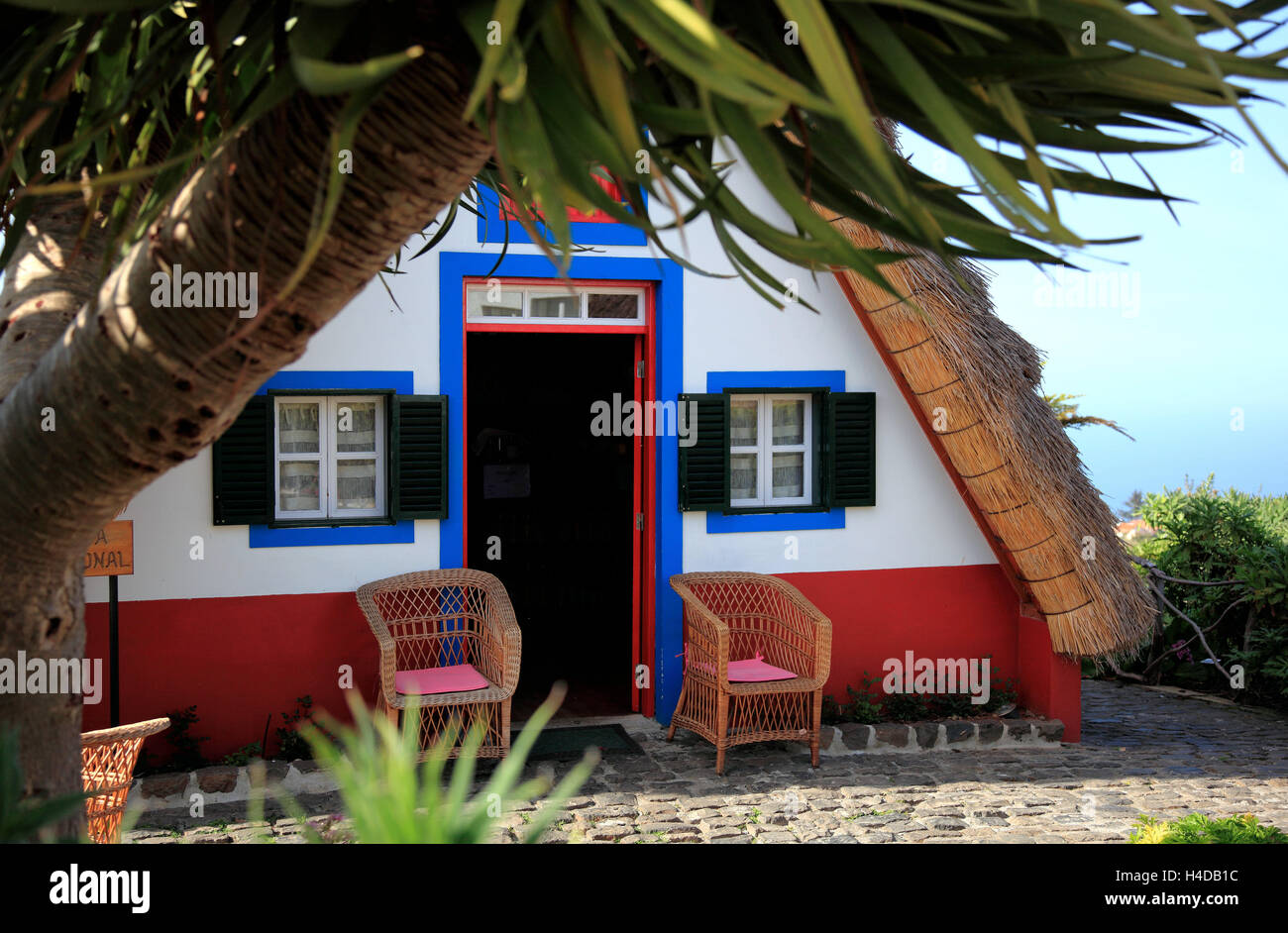 Island Madeira, Santana, typical for country, Santanahaus, Casa de Colmo Stock Photo