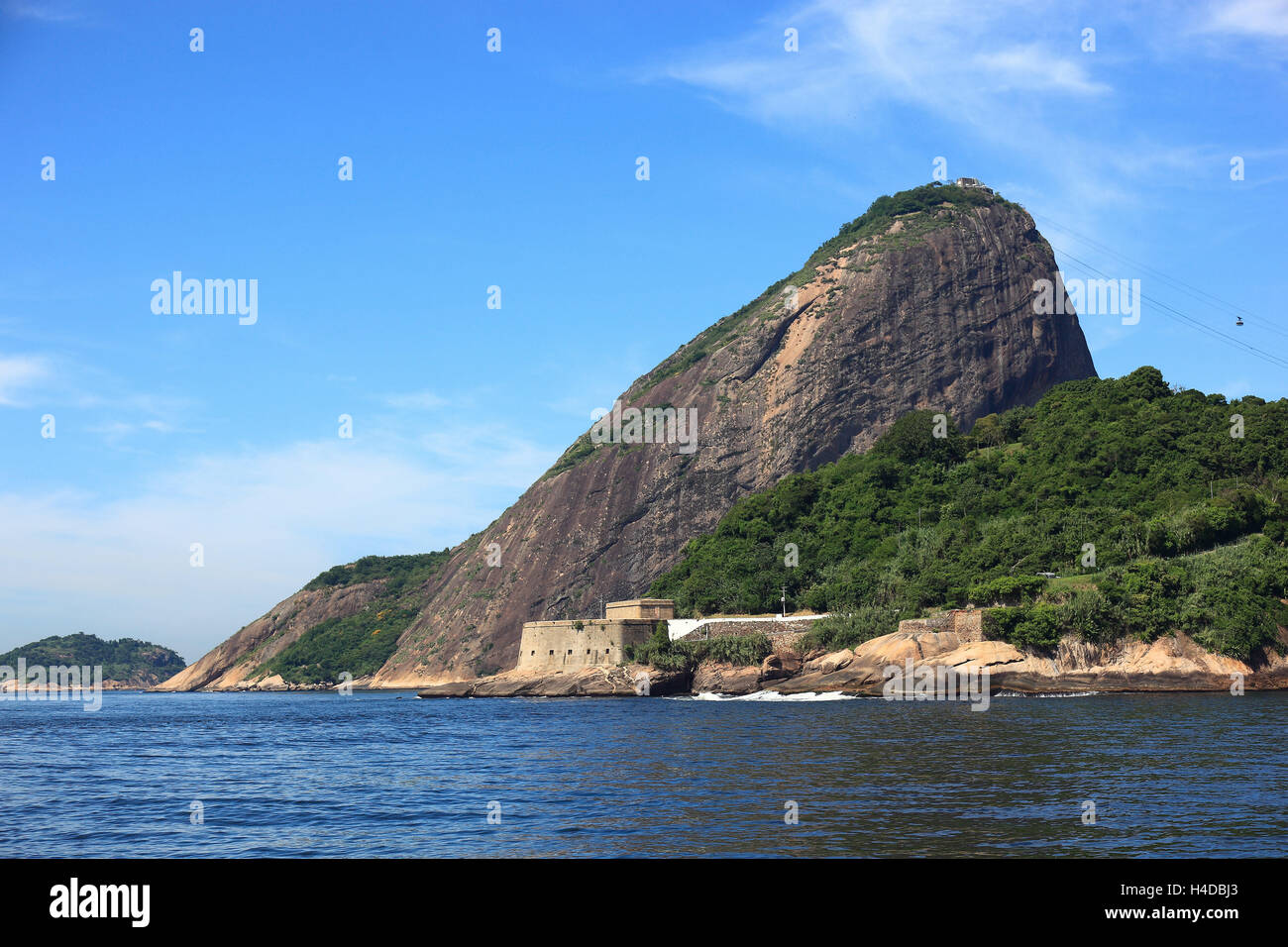 Look out on the sugar loaf the north, from the Baia de Guanabara, Rio de Janeiro, Brazil, view to the sugar loaf from the south, from the beach Praia Vermelha from seen, Brazil Stock Photo