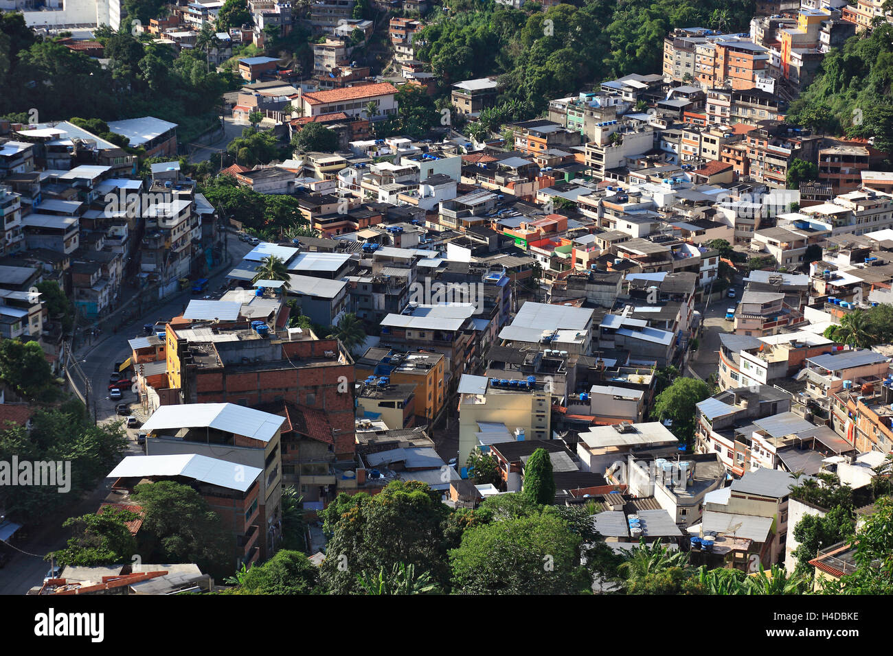 View at the Favelas between Santa Teresa and Centro, Rio de Janeiro, Brazil Stock Photo