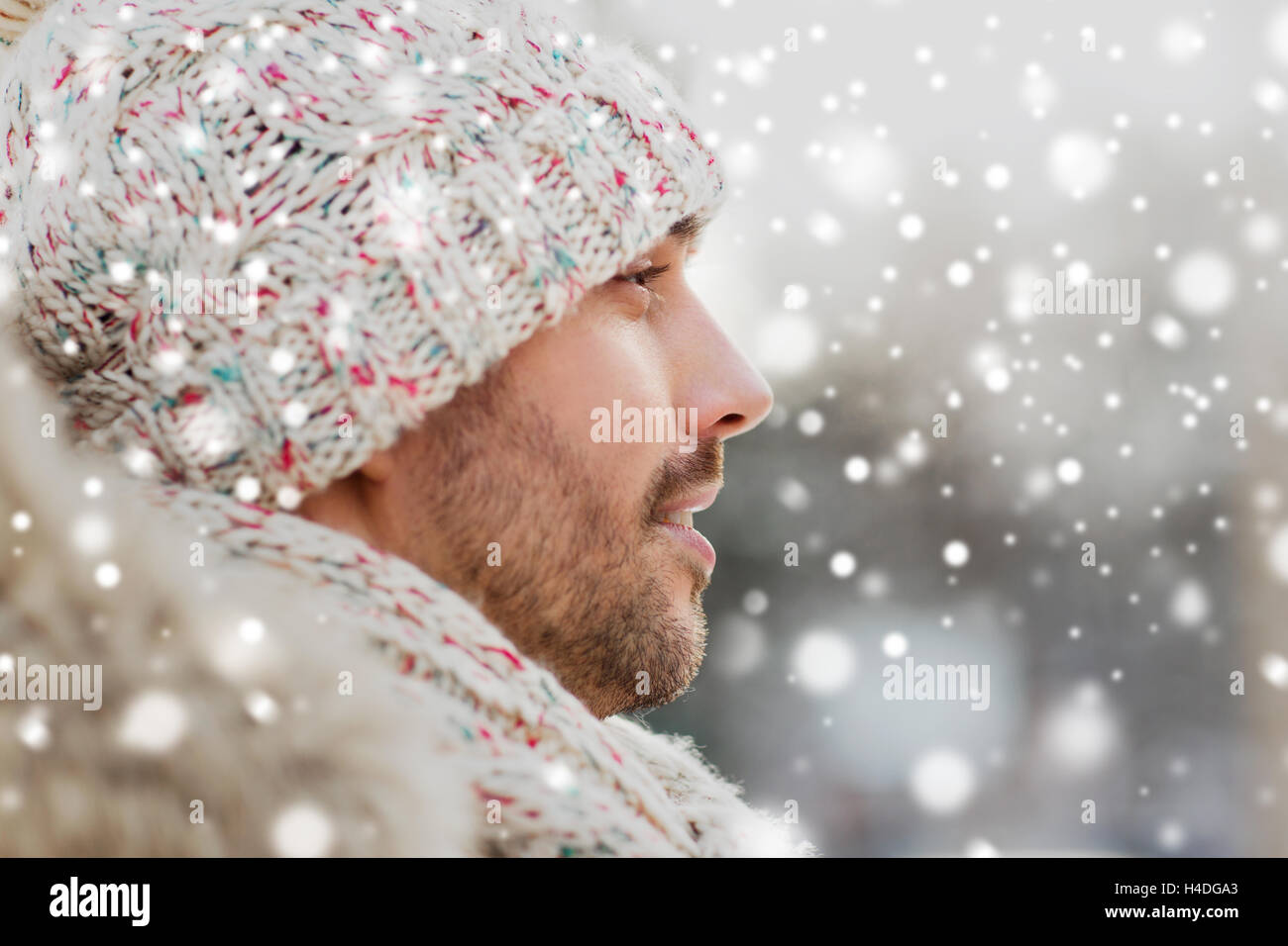 face of happy man outdoors in winter Stock Photo - Alamy
