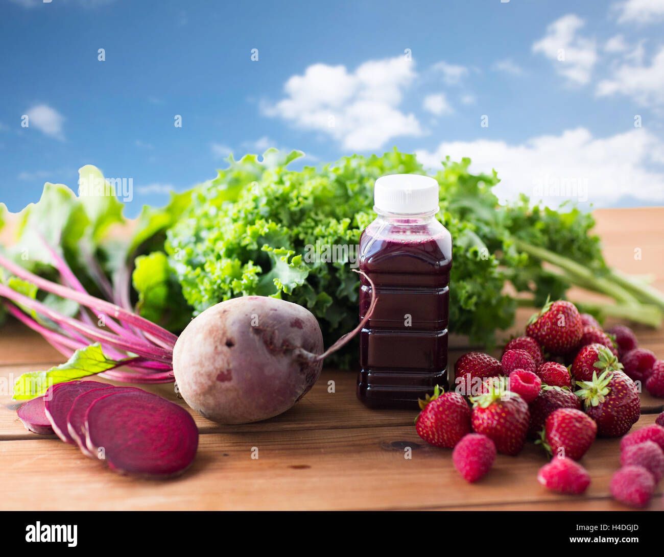 bottle with beetroot juice, fruits and vegetables Stock Photo Alamy