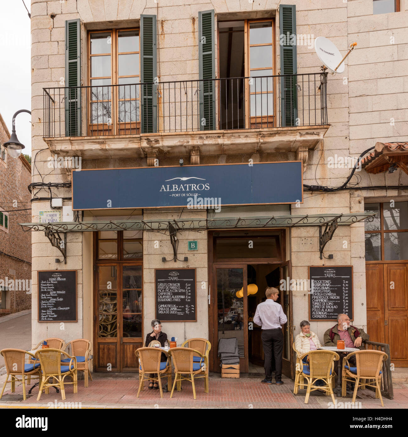 Restaurant, port de Soller, Majorca, Spain, the Balearic Islands Stock