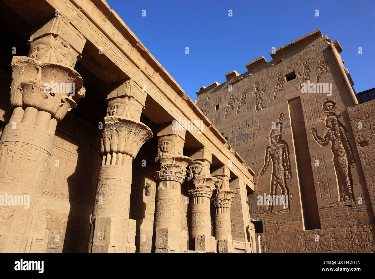 Isistempel, Isis temple Philae on the island Agilkia, Isis temple, part the temple plant, Africa, Upper Egypt, Stock Photo
