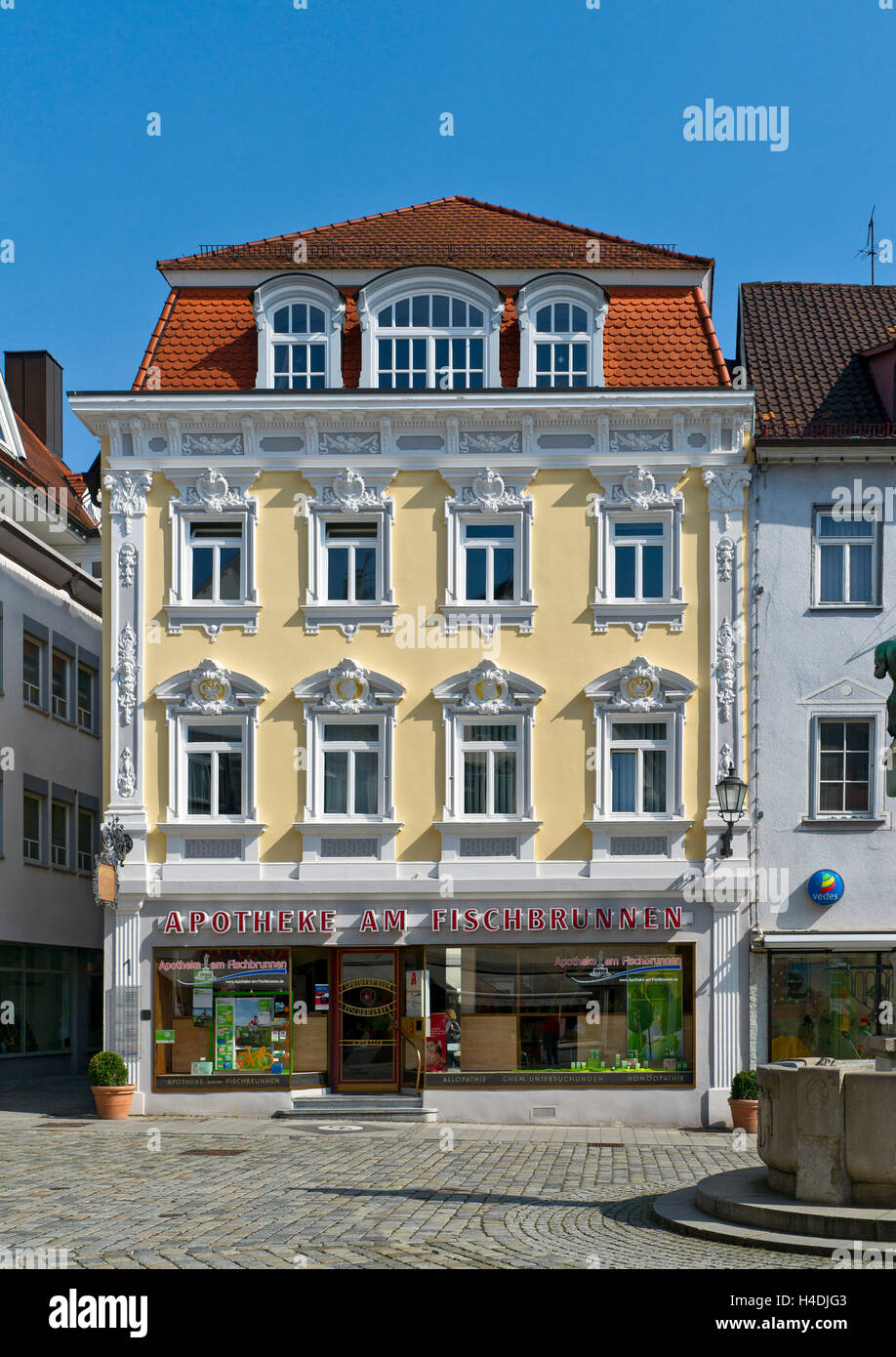 Germany, Baden-Wurttemberg, Esslingen on the Neckar, historical chemist's shop in the fish well Stock Photo