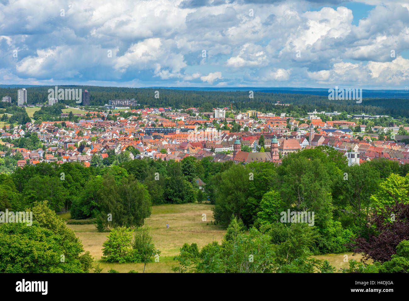 Germany, Baden-Wurttemberg, joy town, view at joy town the Friedrich's attack on the resinous wood mountain, Stock Photo