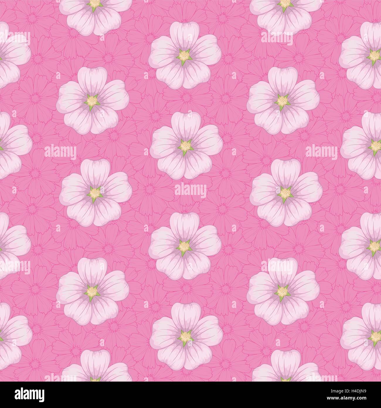 Seamless Floral Pattern, Mallow Stock Vector Image & Art - Alamy