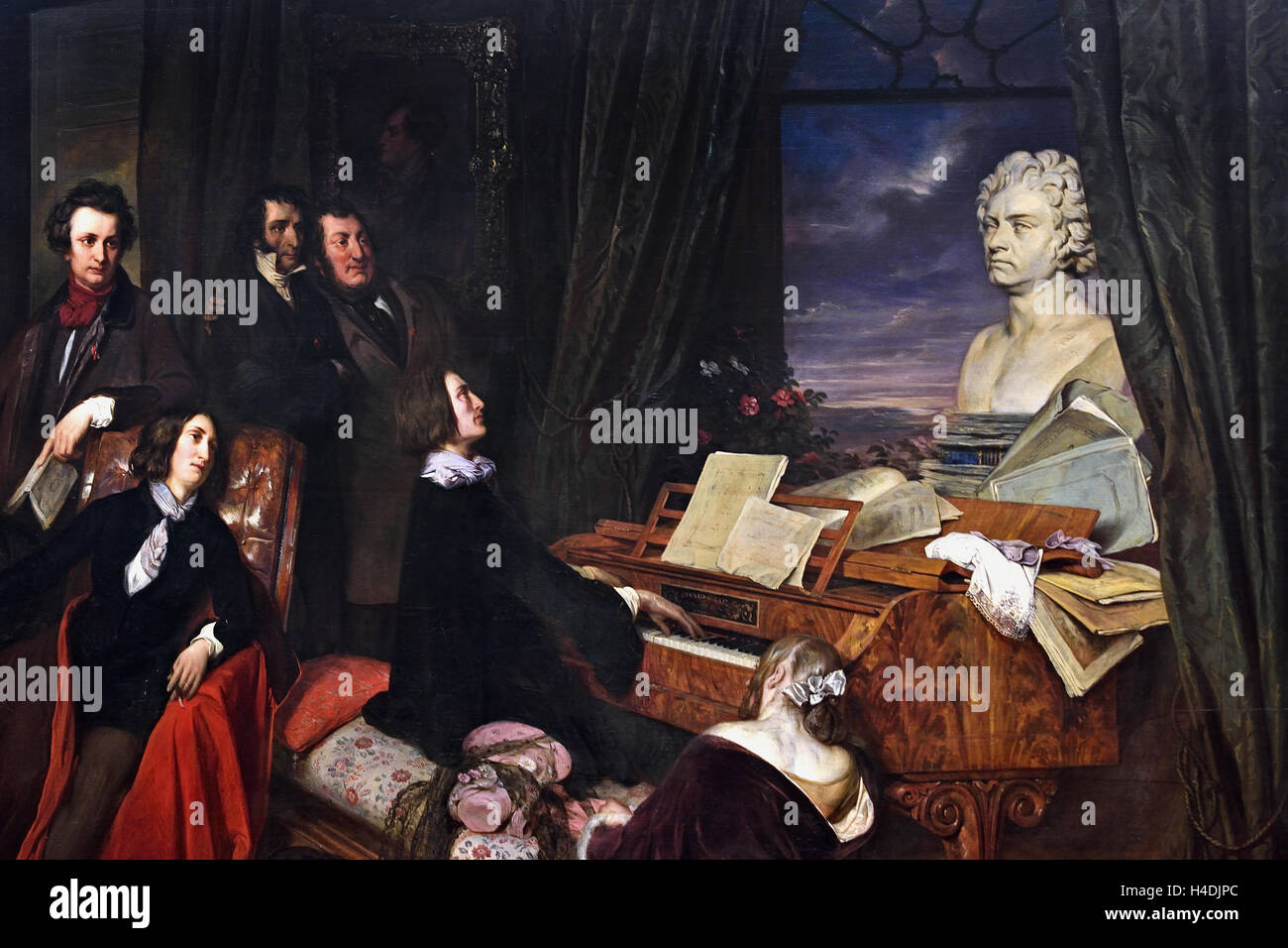 Liszt am Flugel - Liszt at the Piano 1840 Josef Danhauser 1805-1845 German Germany Stock Photo