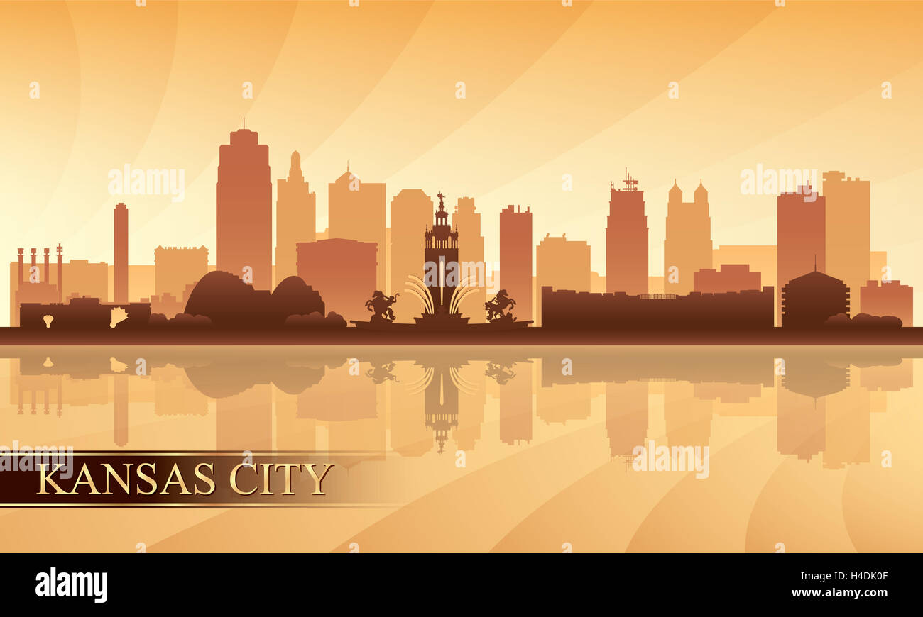 Kansas City skyline silhouette background Stock Photo - Alamy