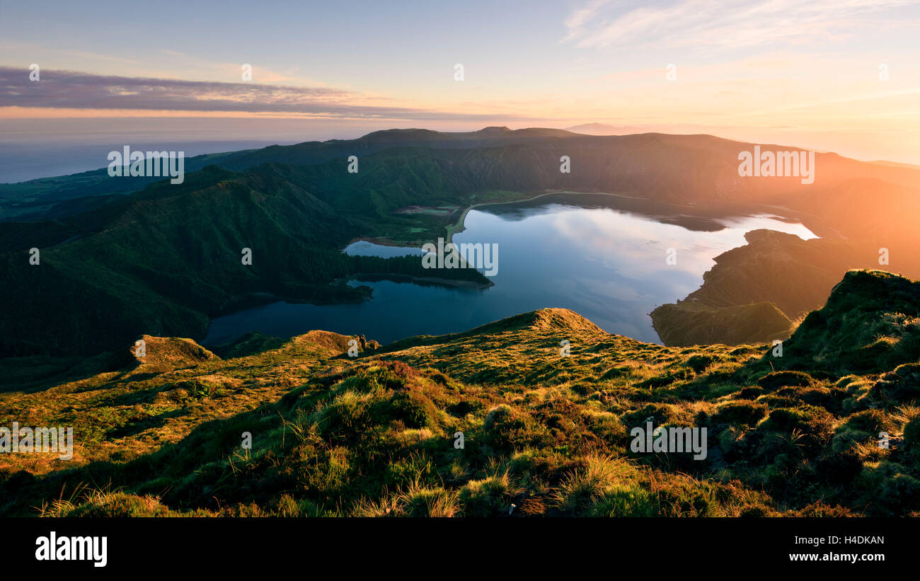 Lagoa Fogo on Sao Miguel, the Azores, Portugal Stock Photo