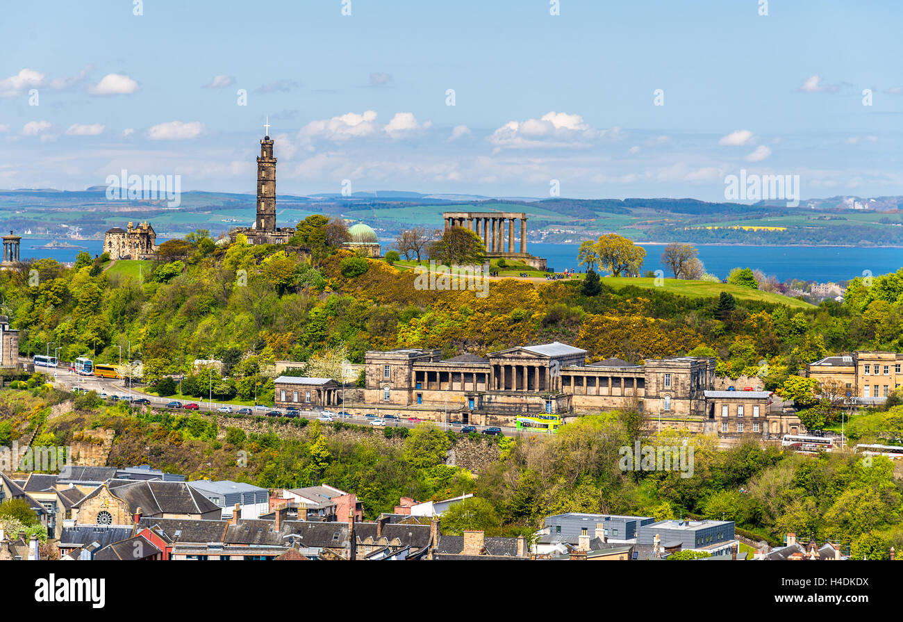 View of Calton Hill from Holyrood Park - Edinburgh, Scotland Stock Photo