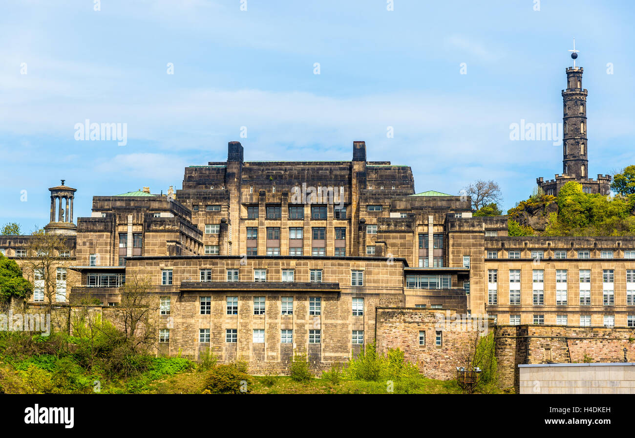 View of St. Andrew's House on Calton Hill in Edinburgh Stock Photo