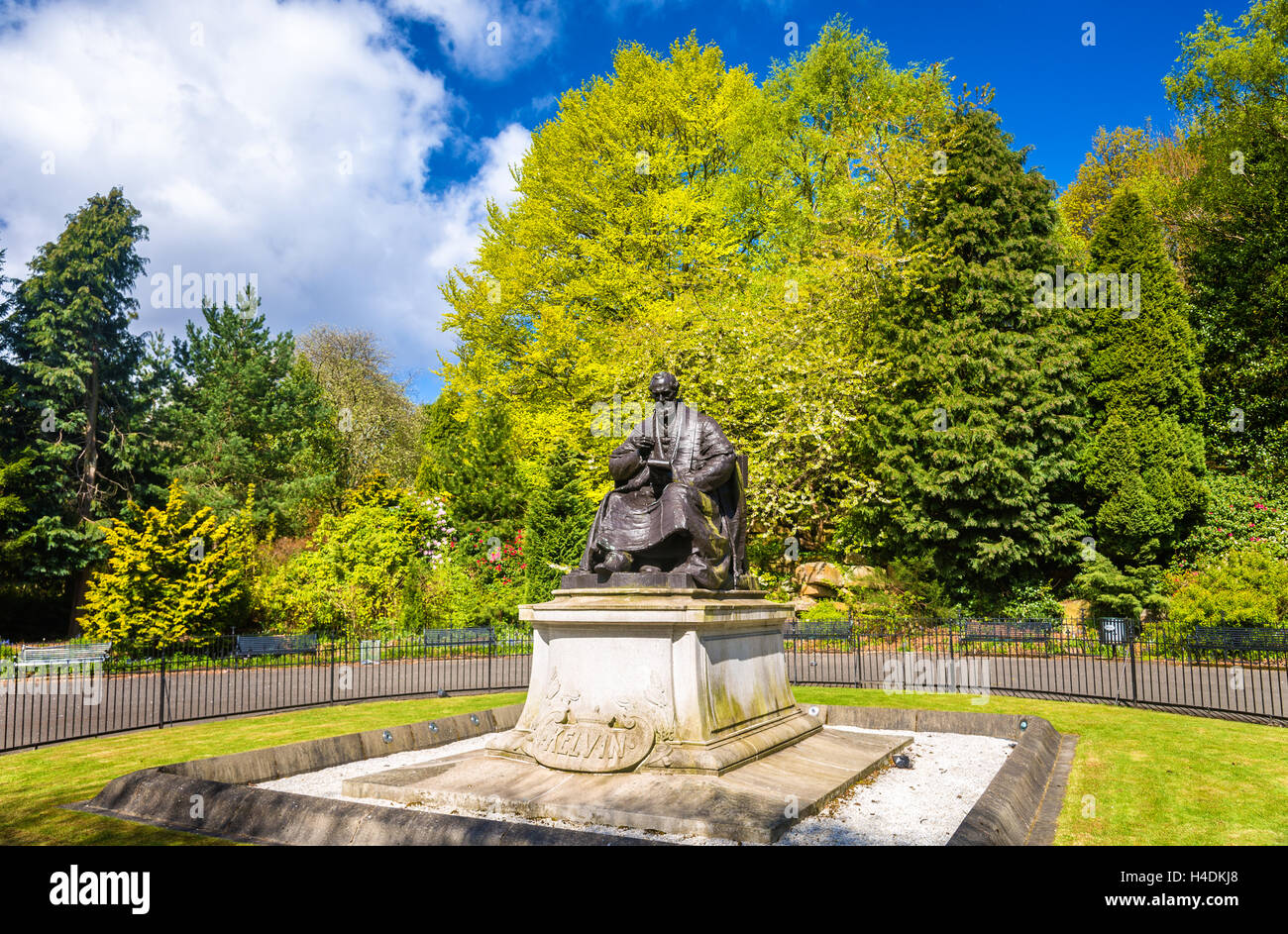 Statue of Lord Kelvin in Kelvingrove Park - Glasgow, Scotland Stock Photo
