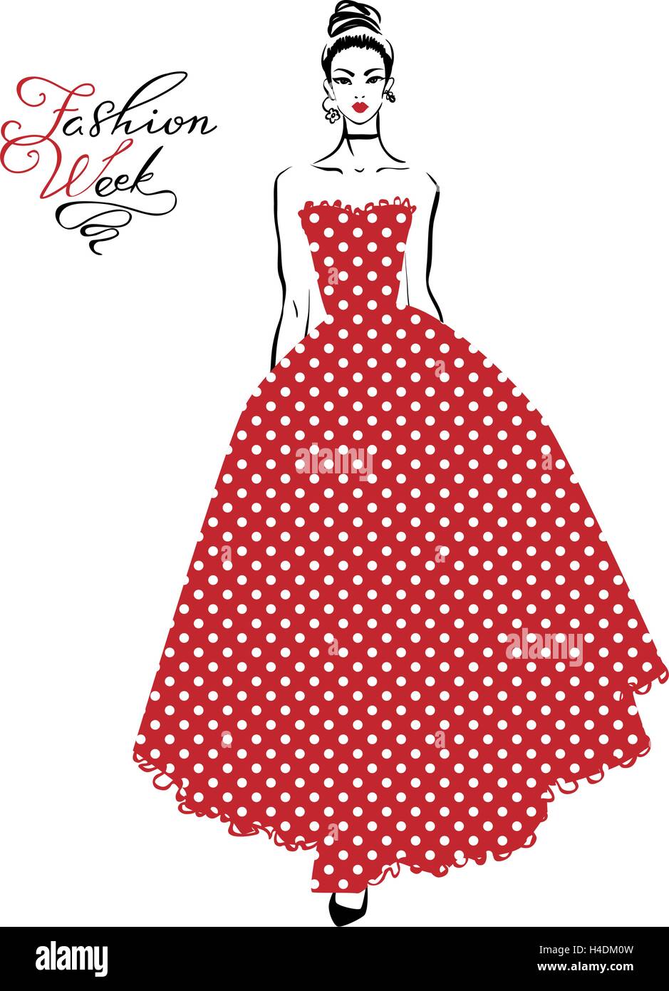 Fashionable girl in red dress Stock Vector Image & Art - Alamy