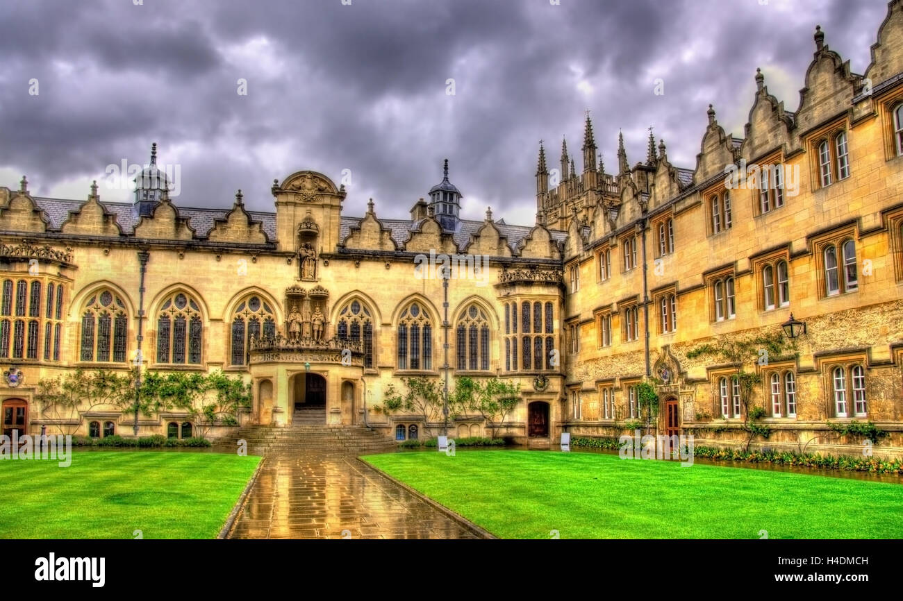 Quad of Oriel College in Oxford - England Stock Photo
