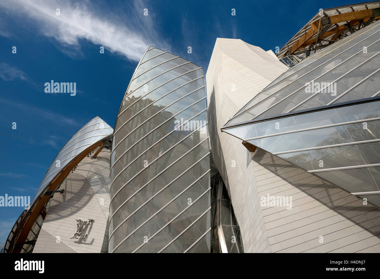 Scenic view of Louis Vuitton Foundation Art Museum Paris France Stock Photo