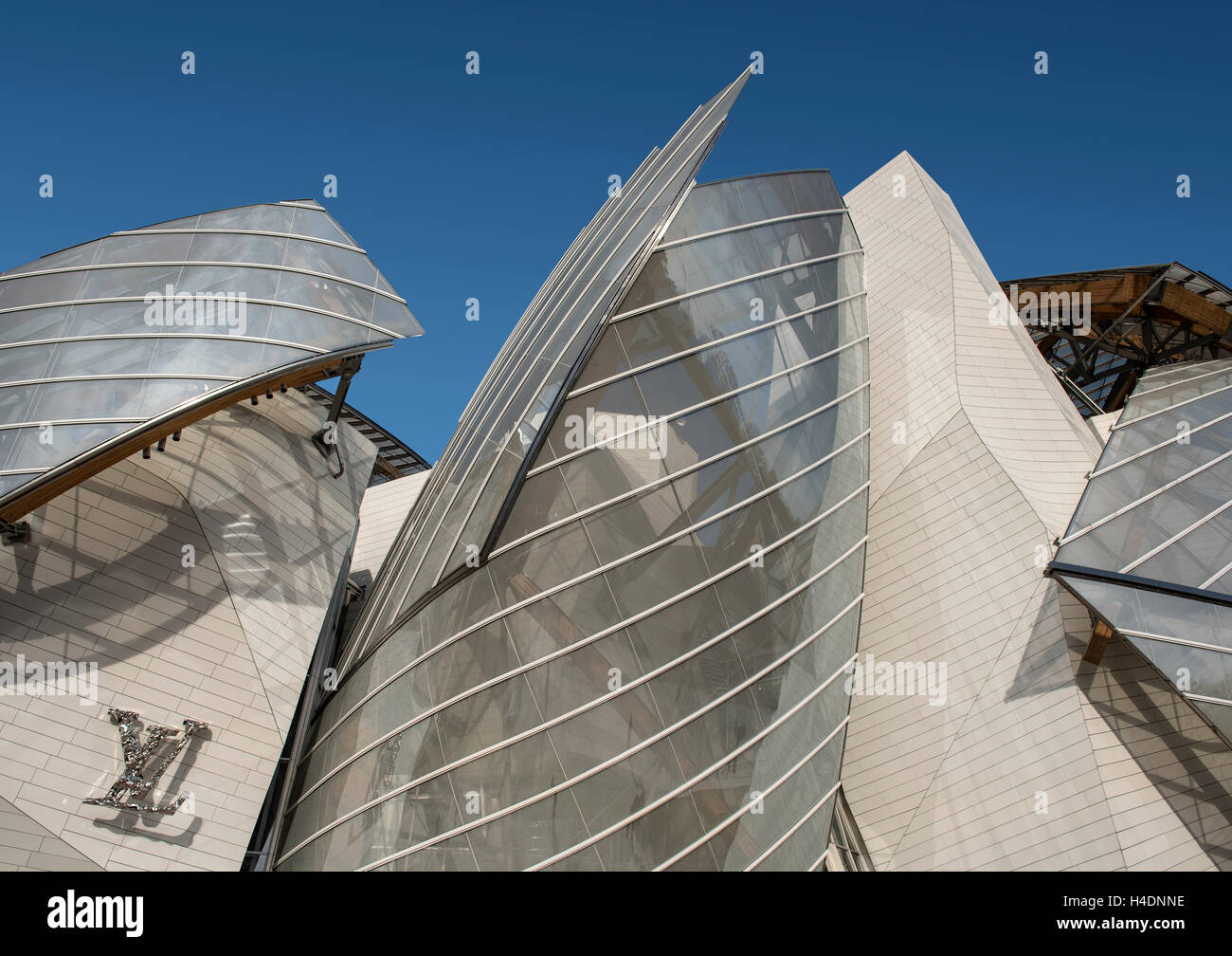 Scenic view of Louis Vuitton Foundation Art Museum Paris France Stock Photo