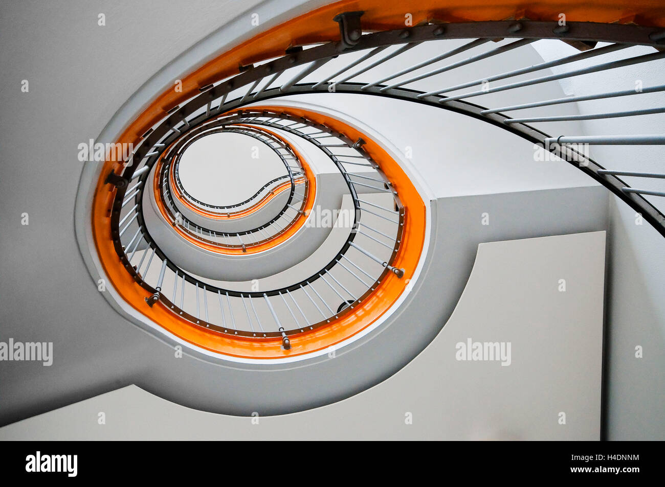 Stairs, view upwards, stairwell, houses of Munich, digitally arranged Stock Photo