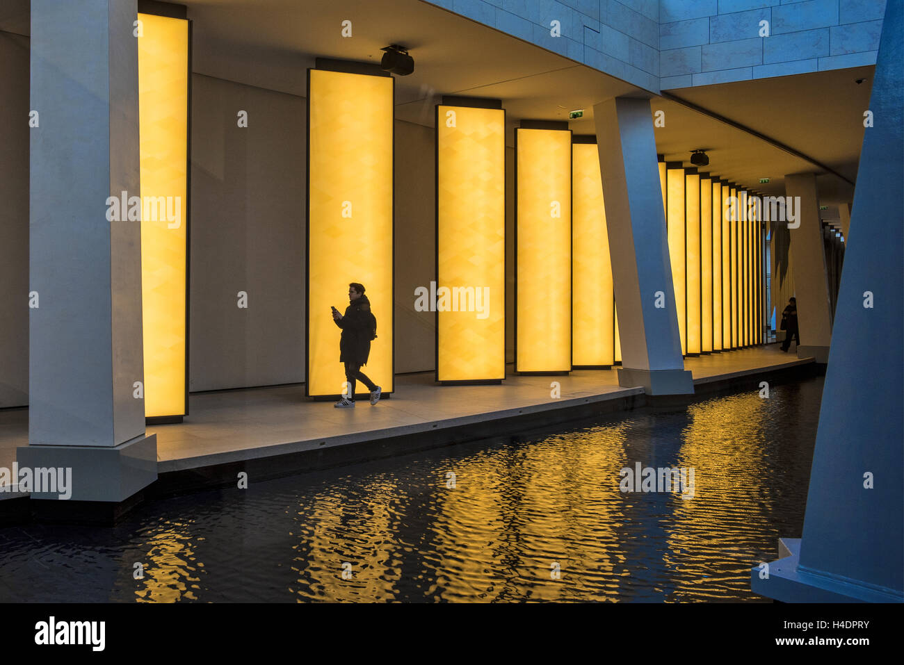 Interior of Louis Vuitton Foundation Art Museum Paris France Stock