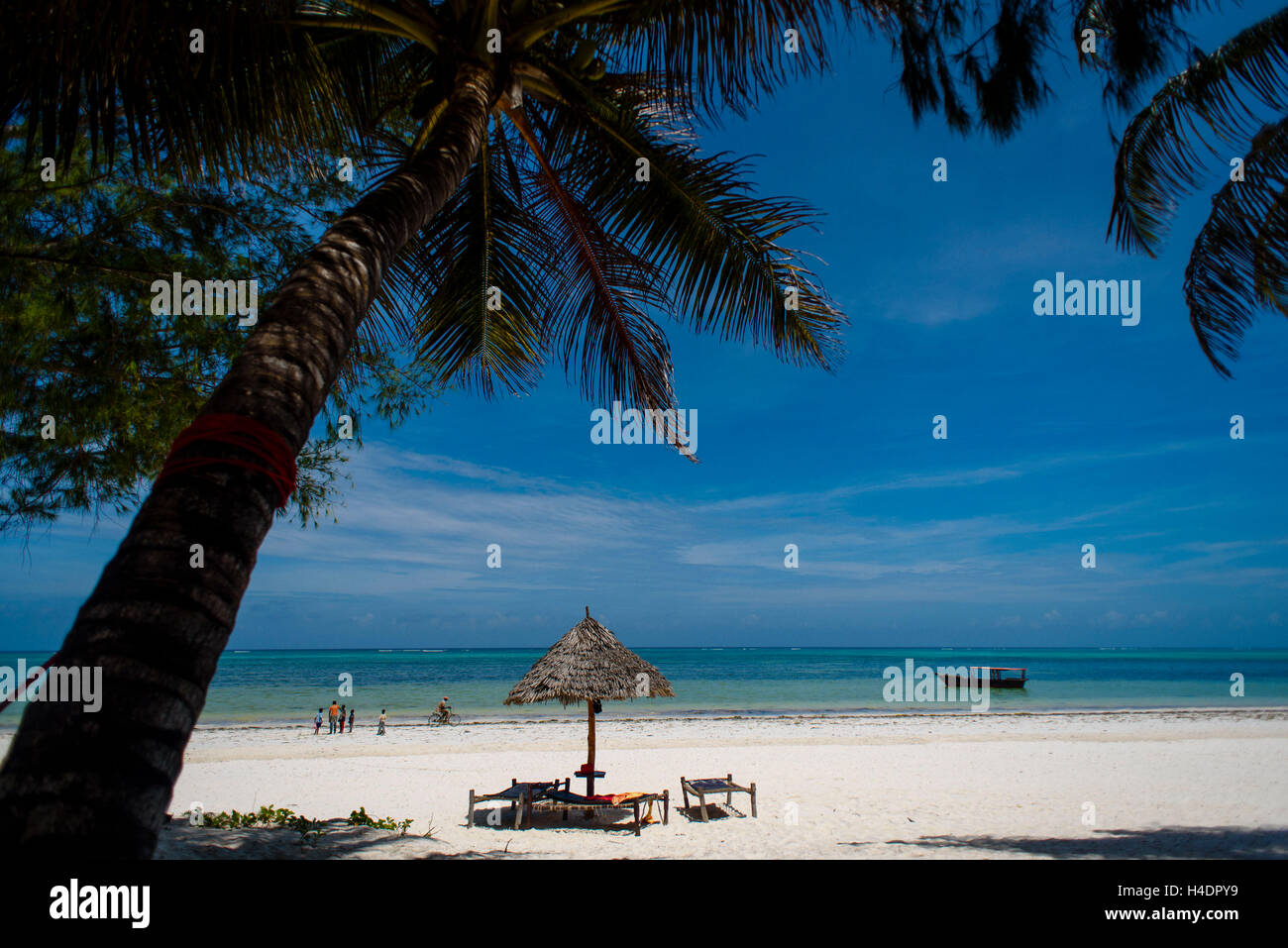 Dreamlike beach with Bwejuu, Zanzibar Stock Photo