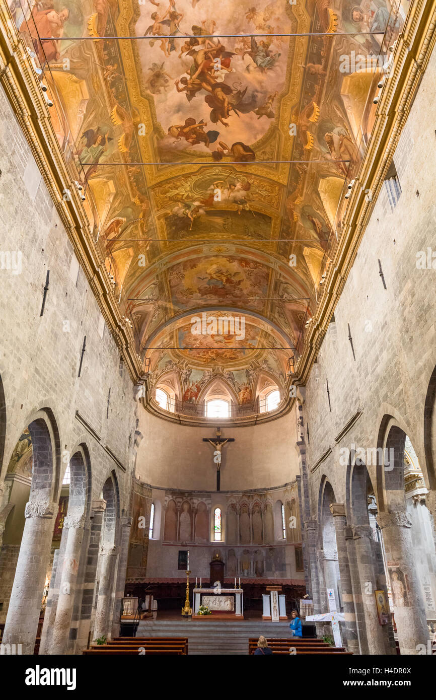 Albenga Cathedral of St Michael interior, Albenga, Province of Savona, Liguria, Italy Stock Photo