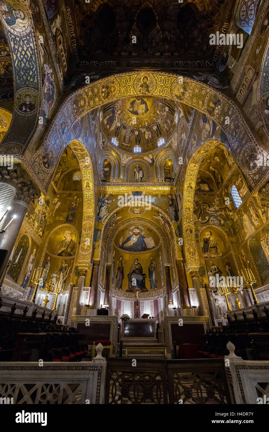 The 12th century Byzantine style mosaics of the Palermo's Palatine Chapel Stock Photo