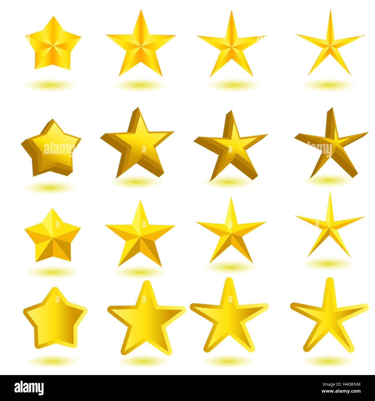Collection of yellow gold icons for your business stars Stock Vector