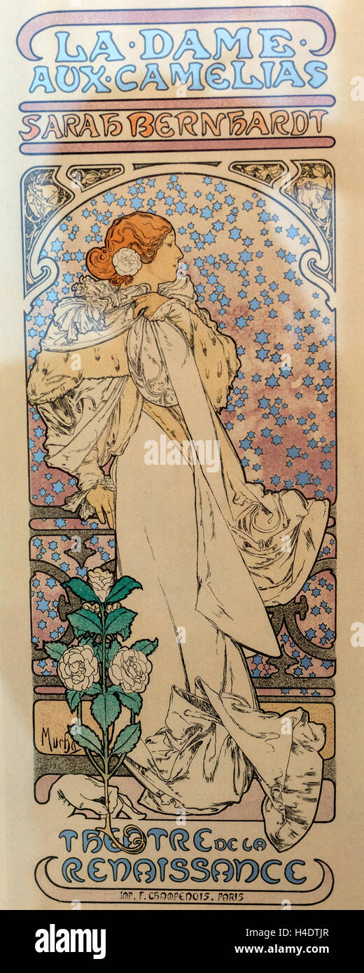 Poster with Sarah Bernhardt, Jean Cocteau Museum, Menton, Alpes ...
