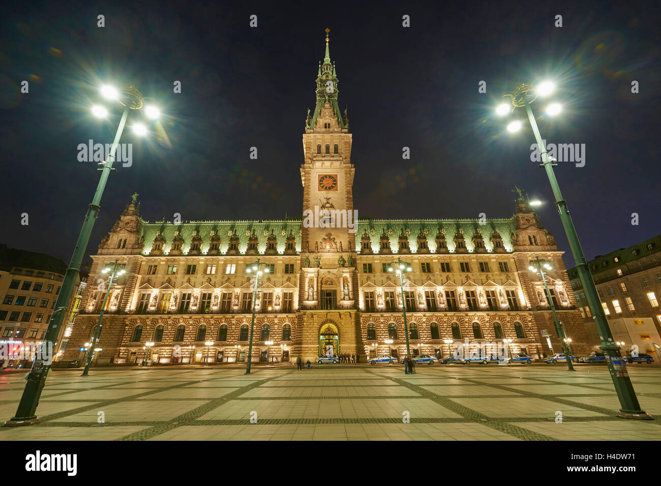 Hamburg city hall, scenery, night photography Stock Photo
