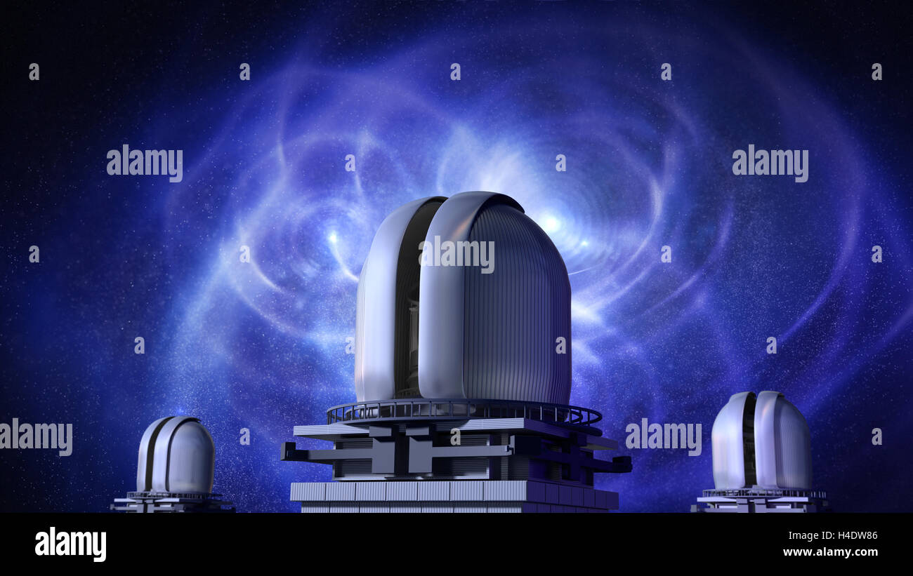 Observatory and gravity waves in the Universe Stock Photo