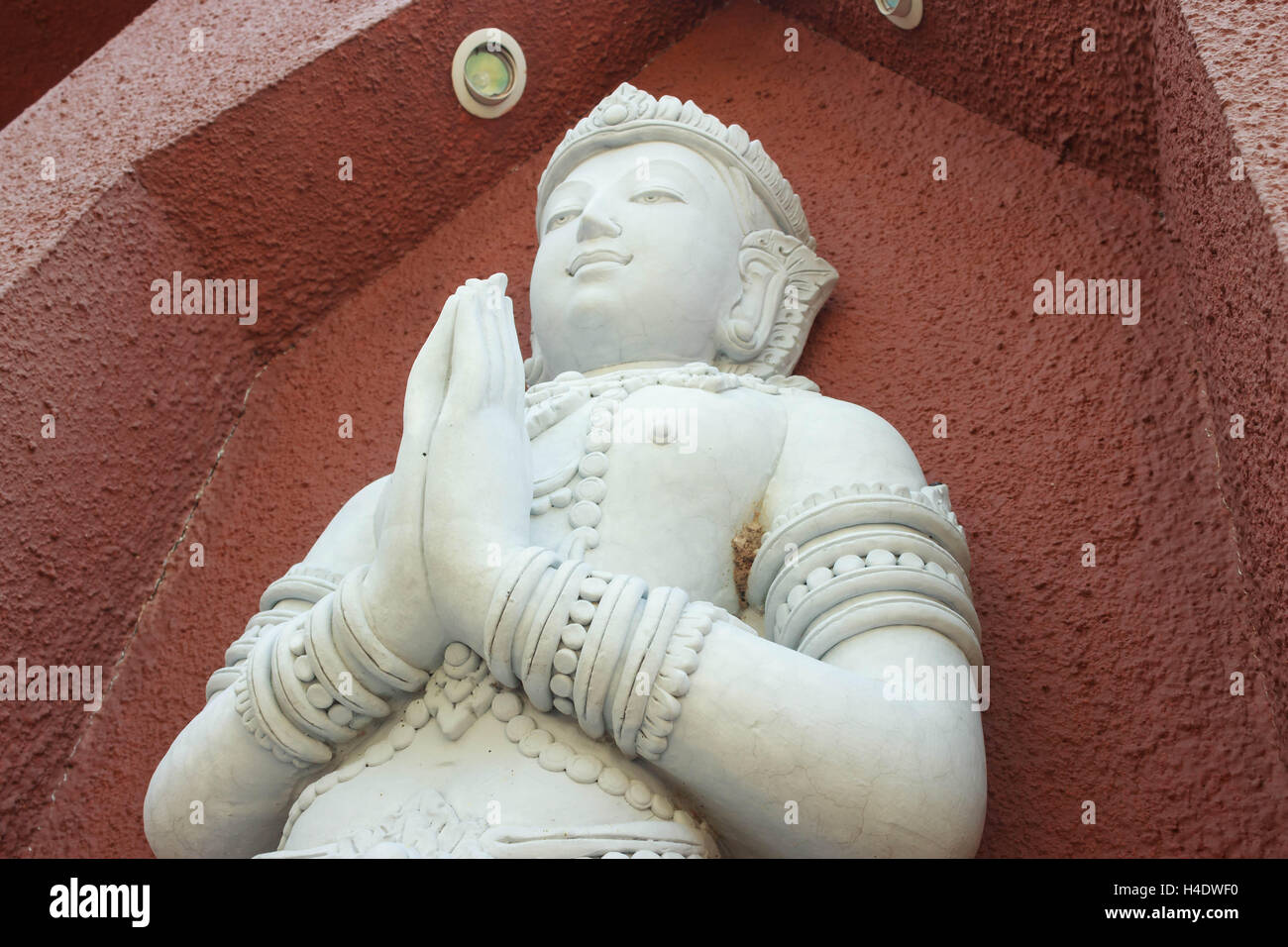 architecture white angel statue in northern Thailand Stock Photo