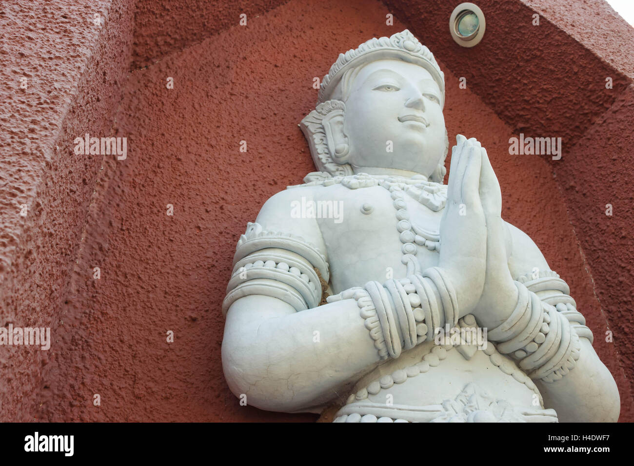 architecture white angel statue in northern Thailand Stock Photo
