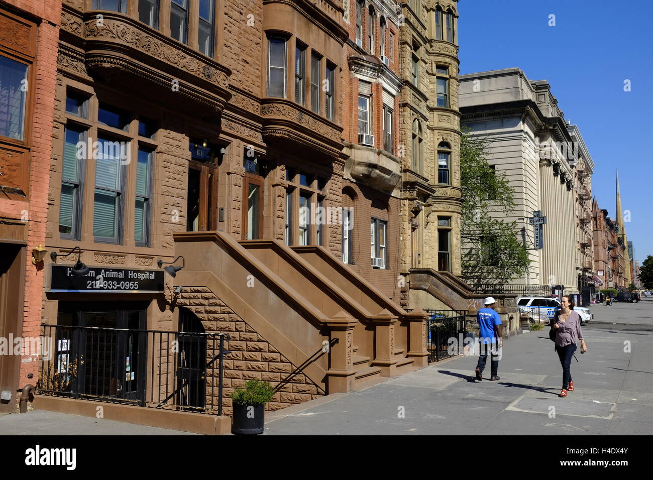 Renovated historic brownstone apartment building on Lenox Avenue aka