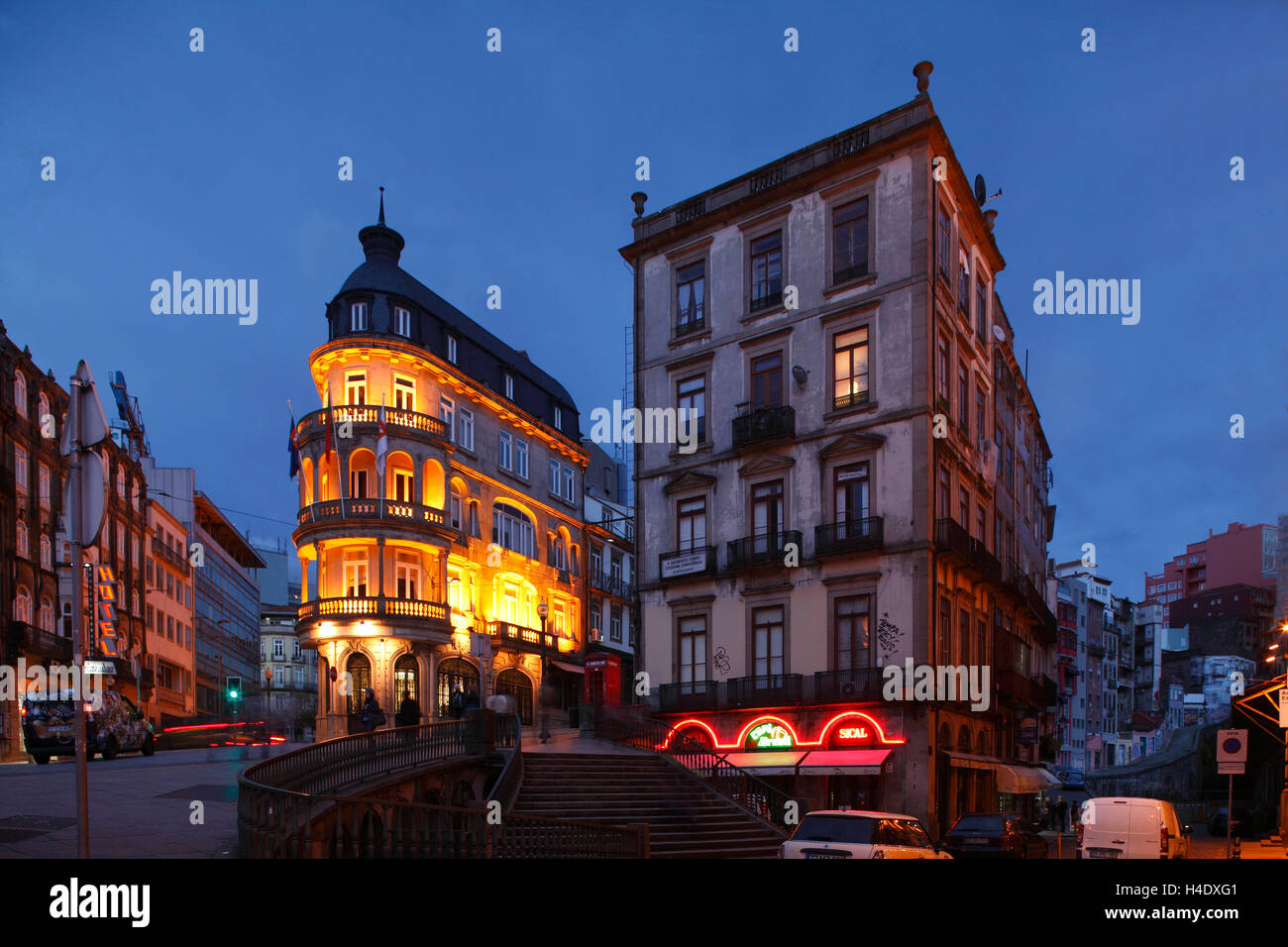 Space Praca there Almeida Garrett with, dusk, postage, district postage, Portugal, Europe Stock Photo
