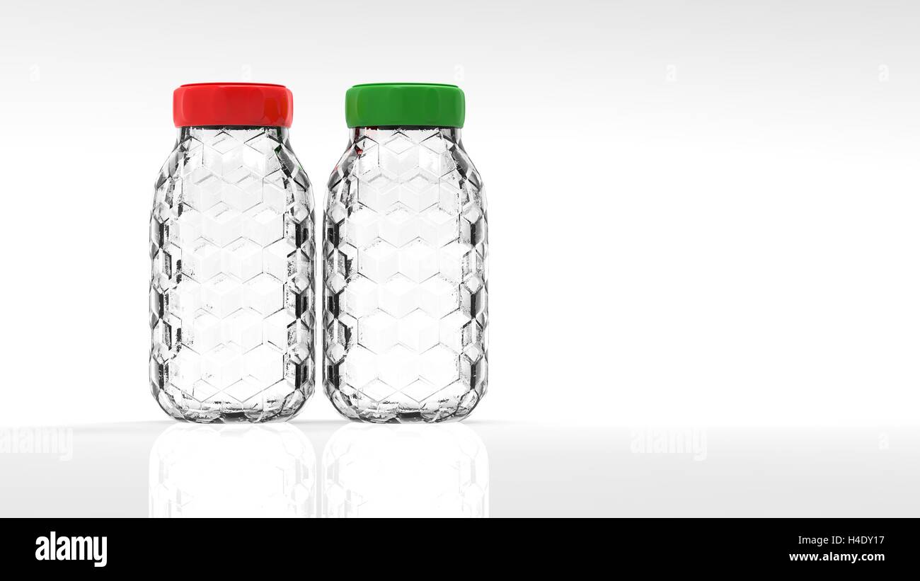 The 3d rendering nice glass bottle isolated with white background color ...