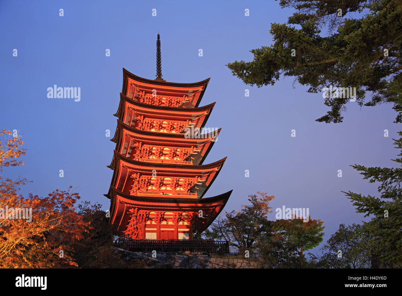 Japan, Hiroshima, Miyajima Iceland, the Pagoda Stock Photo
