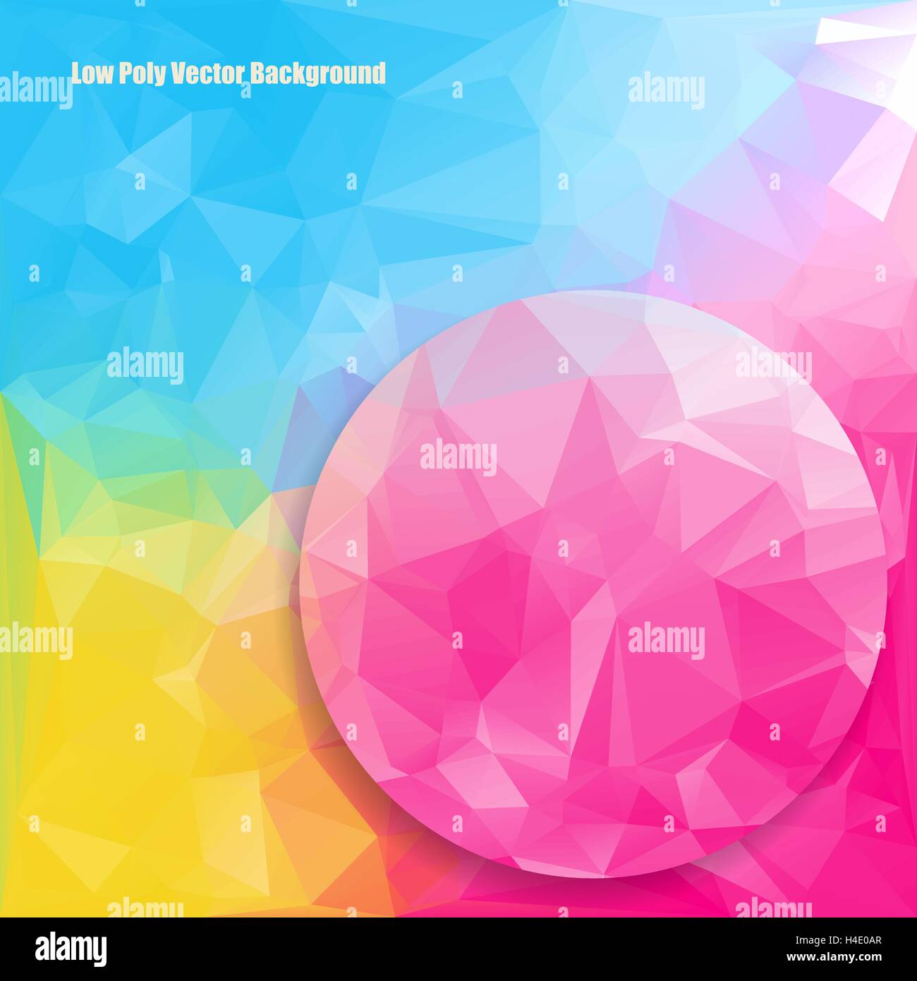 low polygonal bright color background with pink circle abstract backdrop vector illustration Stock Vector