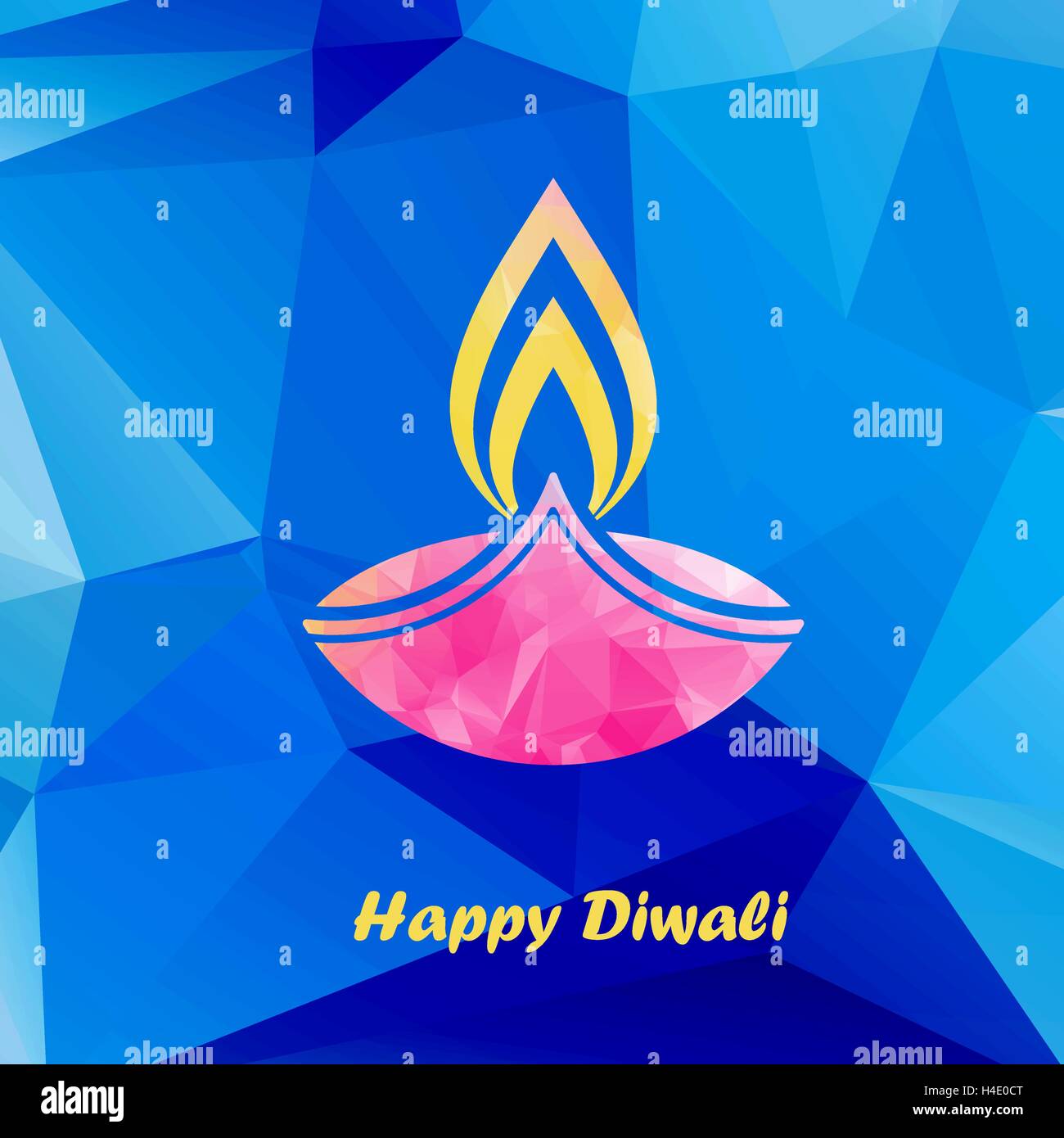 happy diwali traditional festive lamp symbol colorful low polygonal style vector illustration Stock Vector