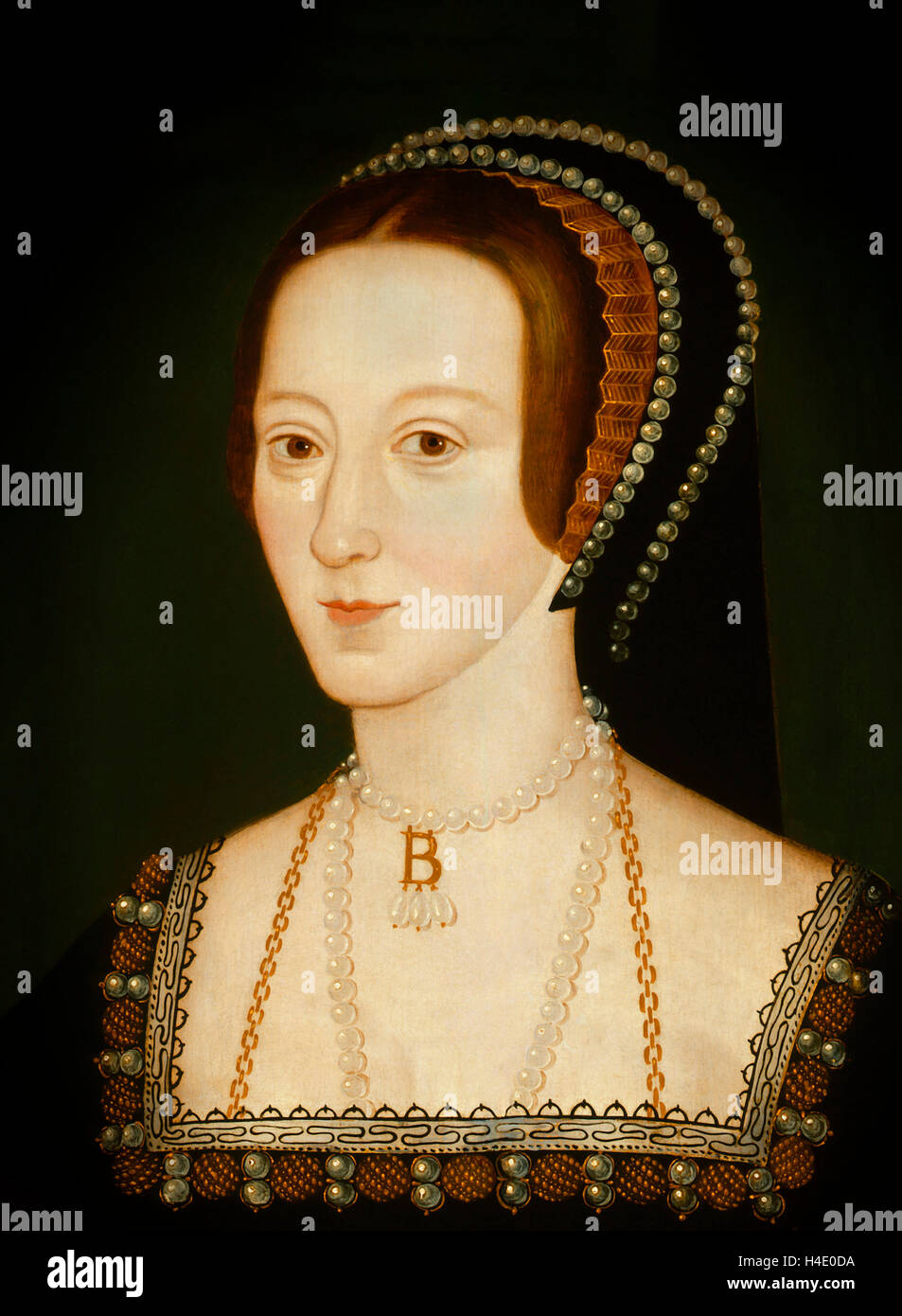 Anne Boleyn (1501-1536), portrait by an unknown artist c.1534 Stock Photo