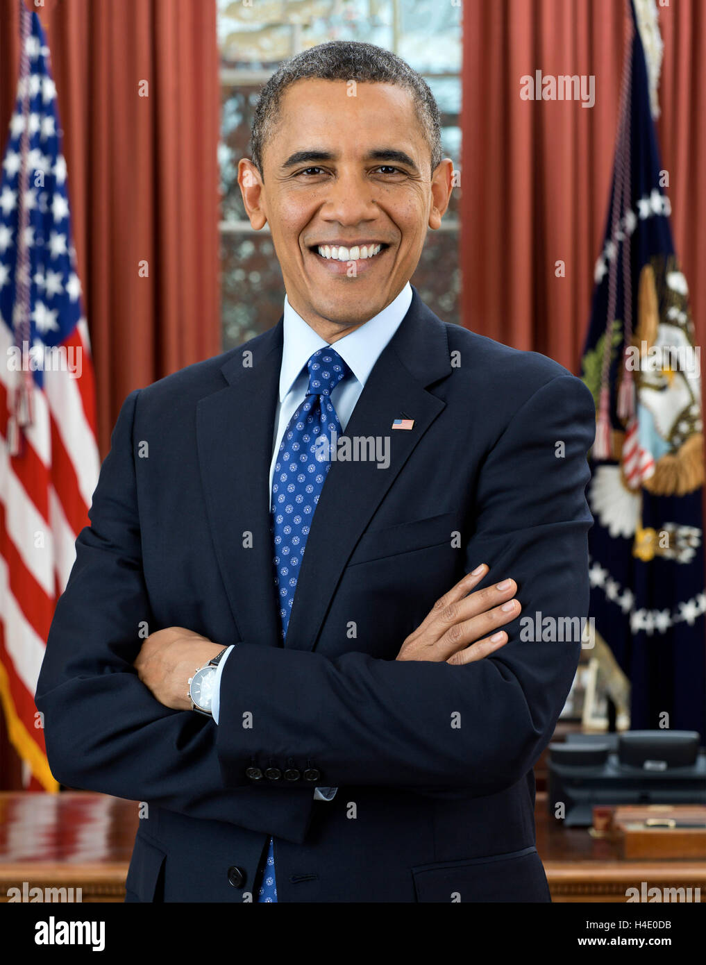 Barack Obama. Official White House portrait of Barack Obama, the 44th President of the USA, December 2012 Stock Photo