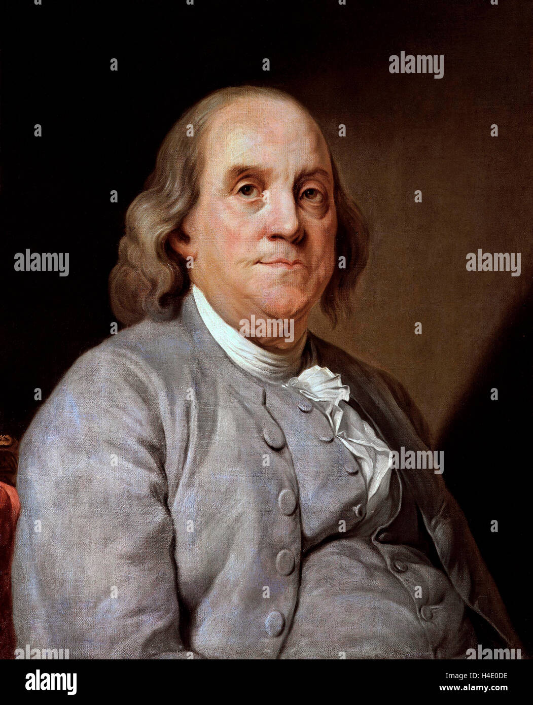 Benjamin Franklin, portrait by Joseph Duplessis, c.1785. Stock Photo