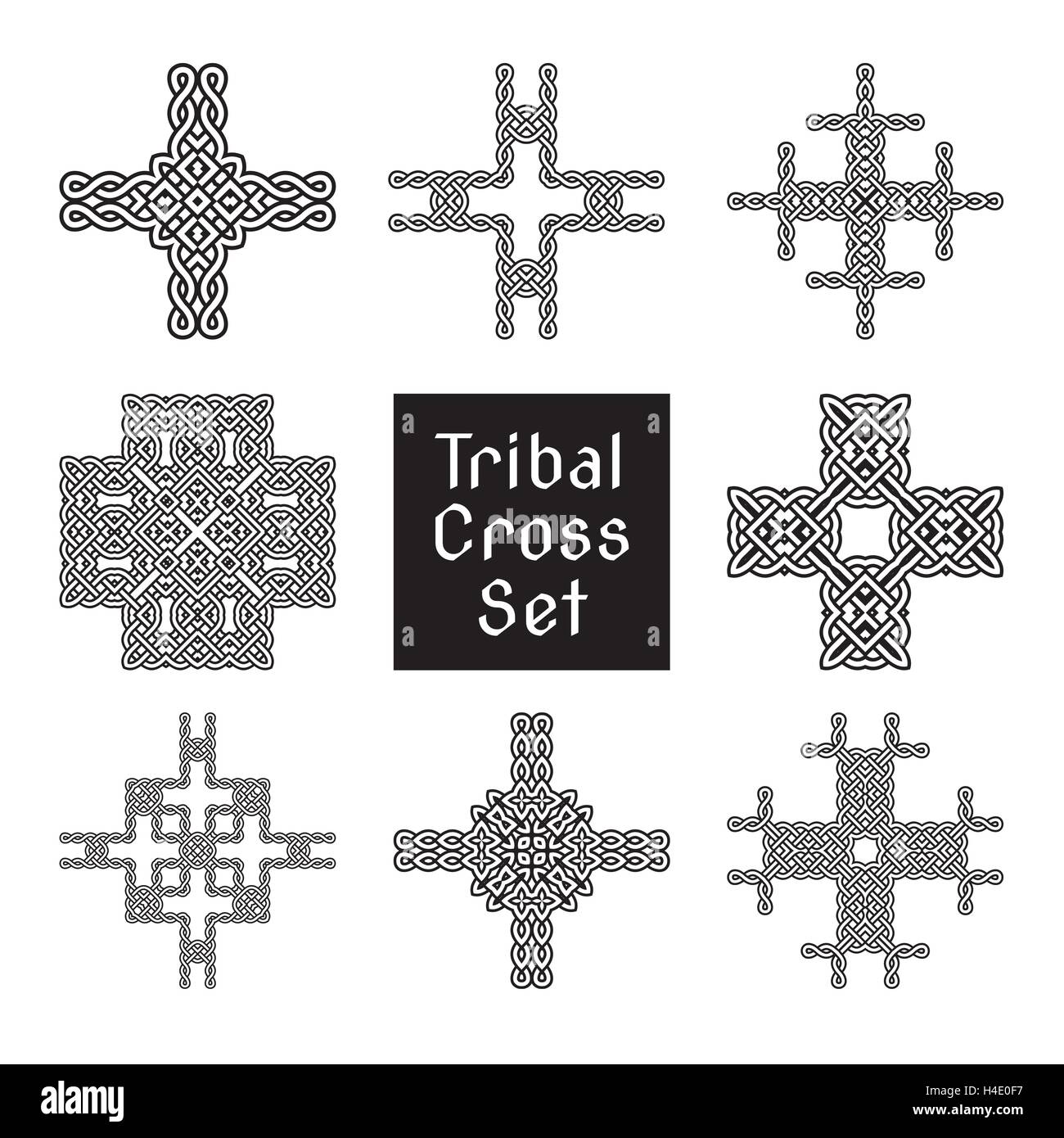 tribal cross set ancient ornament vector illustration Stock Vector