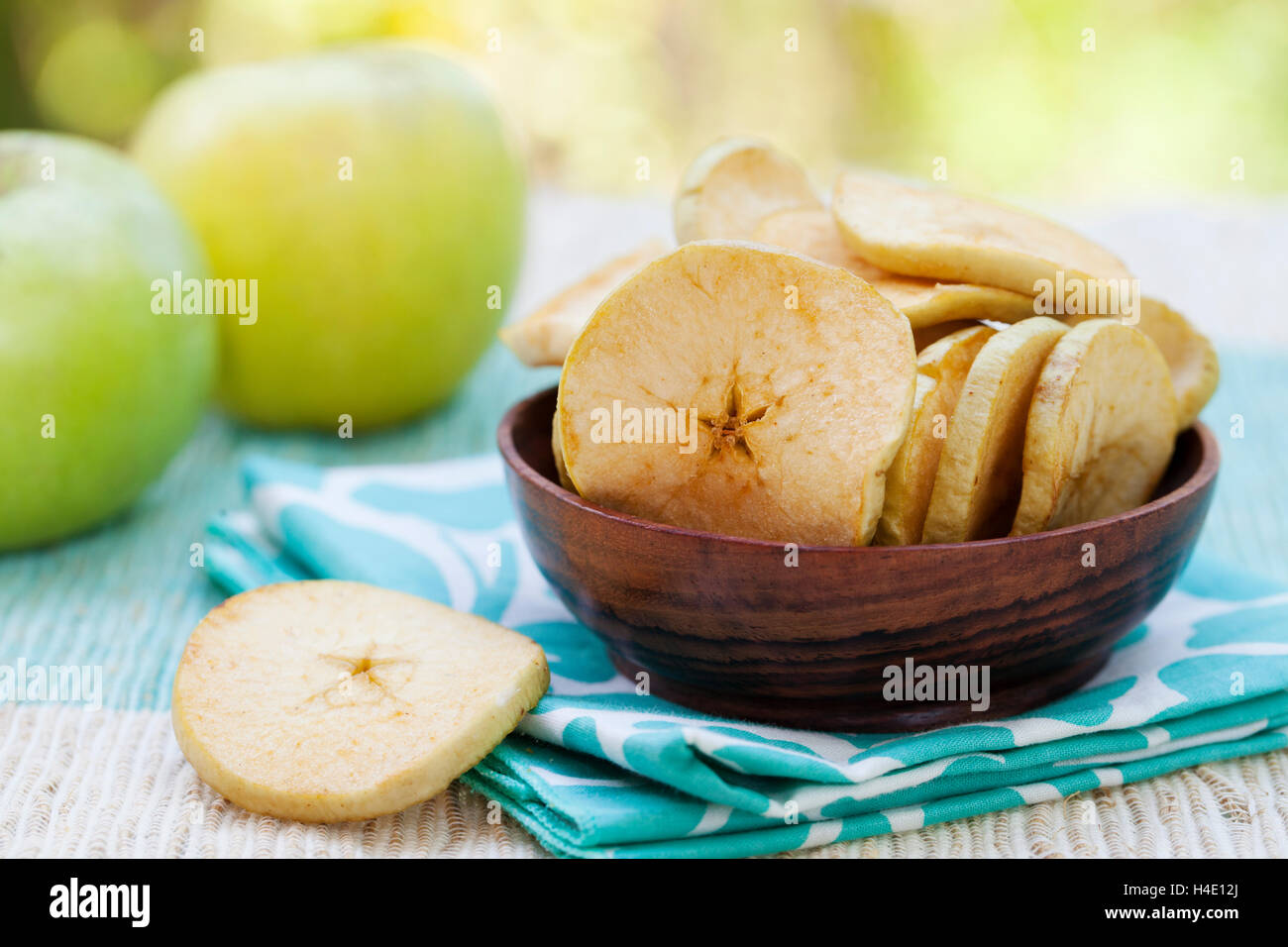 Dried dehydrated deep fried apple chips Stock Photo Alamy