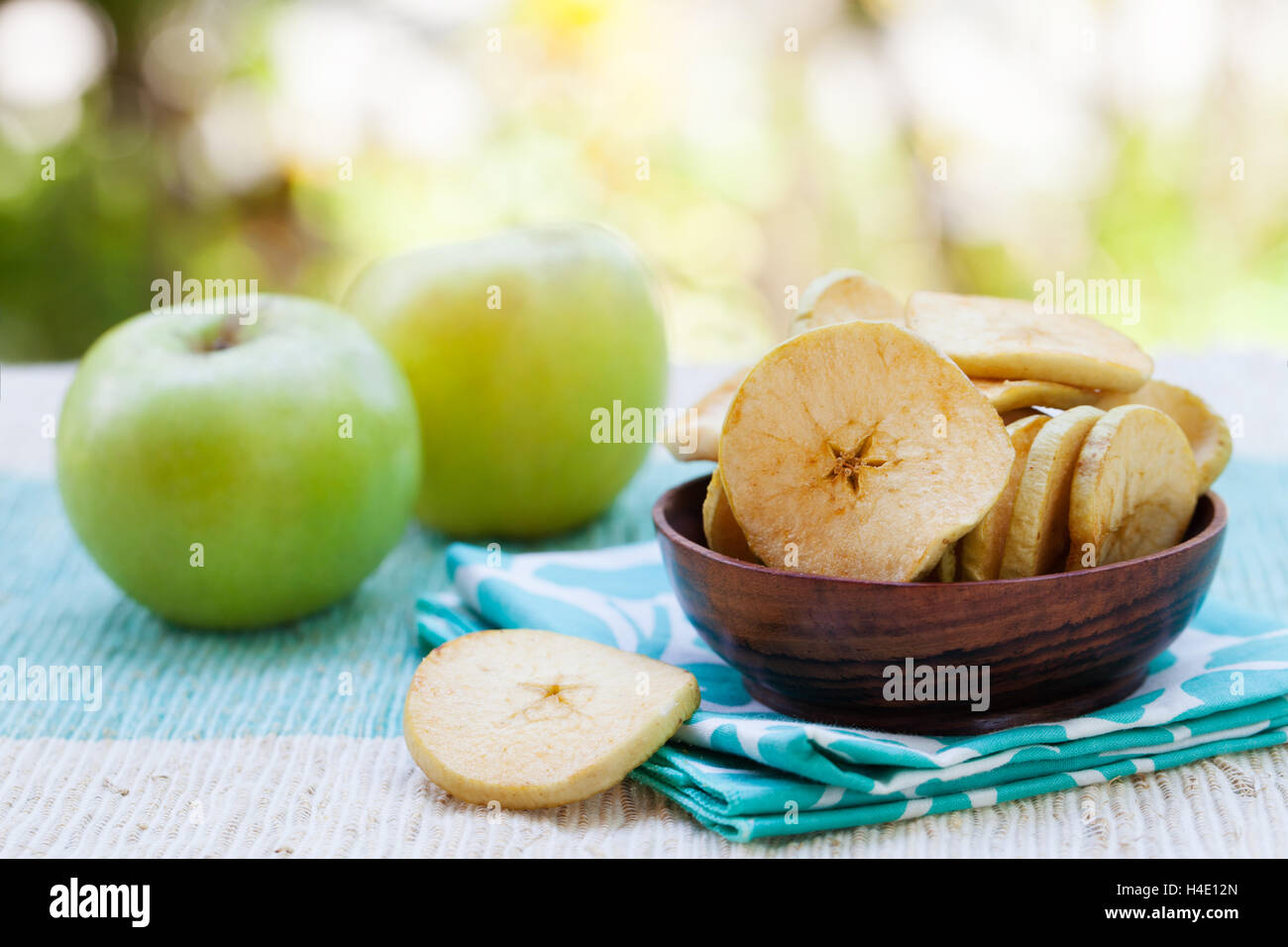 Dried dehydrated deep fried apple chips Stock Photo Alamy