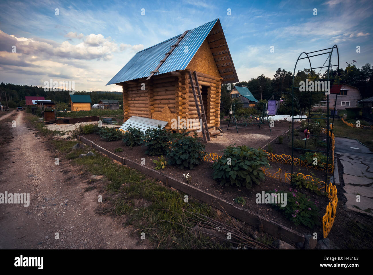 Dacha (Summerhouse) in the Urals Stock Photo